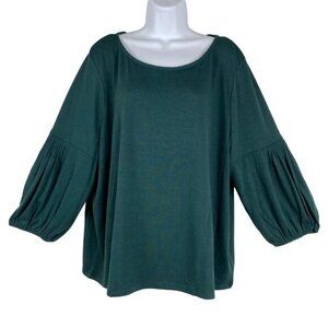 Talbots Top Puff Sleeve Green Solid‎ Polyester Blend NWT Women's 3XP